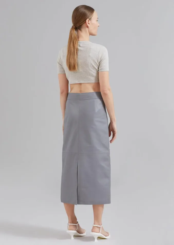 The Frankie Shop Heather Leather Pencil Skirt 8211 Grey Women Bottoms