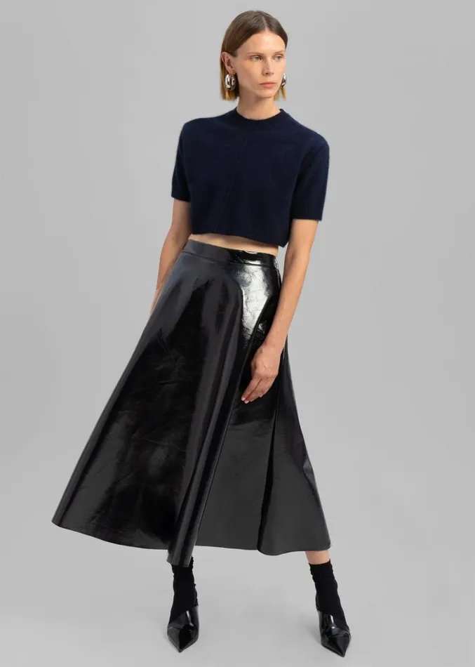 The Frankie Shop Hilma Vinyl Midi Skirt 8211 Black Women Clothing