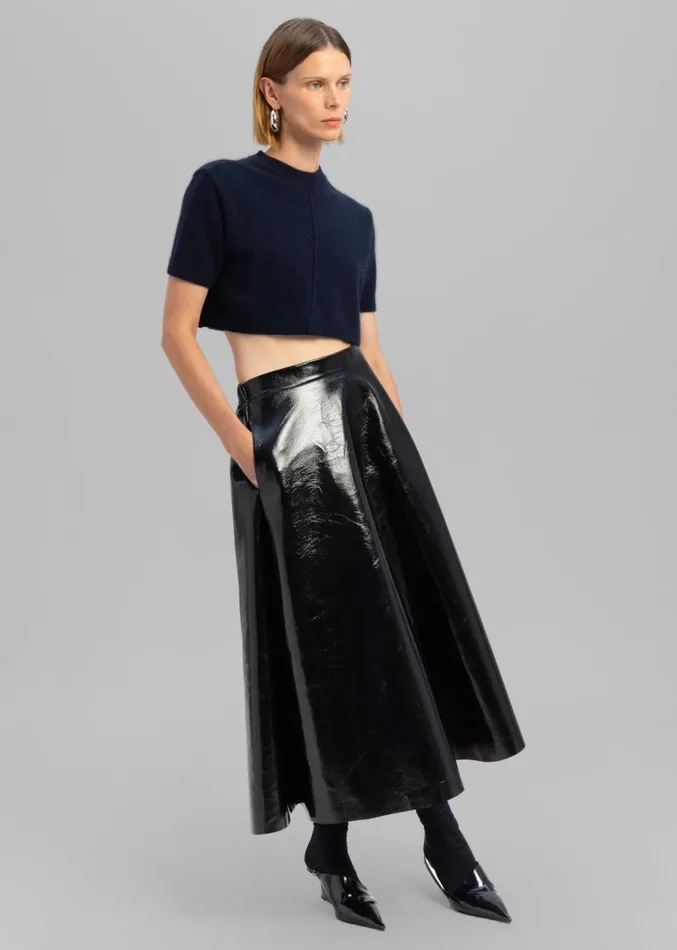 The Frankie Shop Hilma Vinyl Midi Skirt 8211 Black Women Clothing