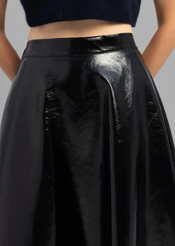 The Frankie Shop Hilma Vinyl Midi Skirt 8211 Black Women Clothing