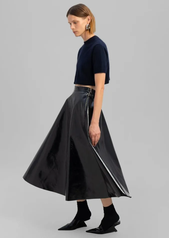 The Frankie Shop Hilma Vinyl Midi Skirt 8211 Black Women Clothing