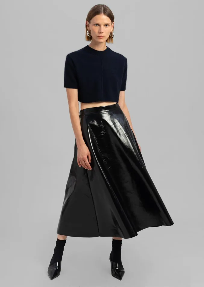 The Frankie Shop Hilma Vinyl Midi Skirt 8211 Black Women Clothing