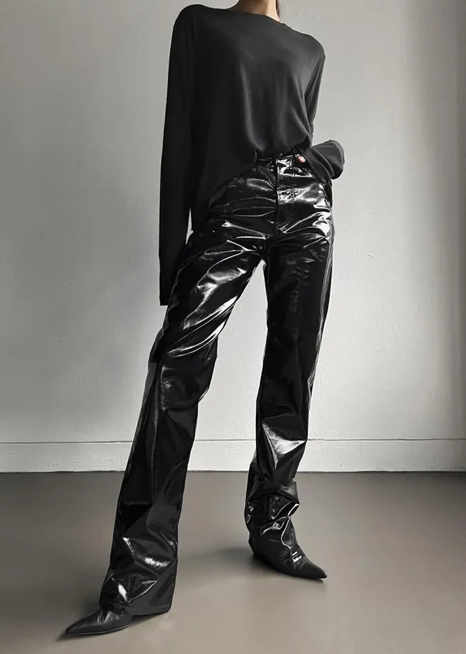 The Frankie Shop Ileen Vinyl Pants 8211 Black Women Clothing