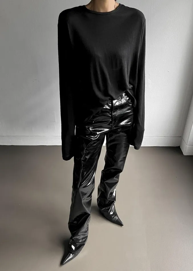 The Frankie Shop Ileen Vinyl Pants 8211 Black Women Clothing
