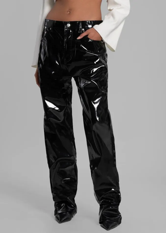 The Frankie Shop Ileen Vinyl Pants 8211 Black Women Clothing