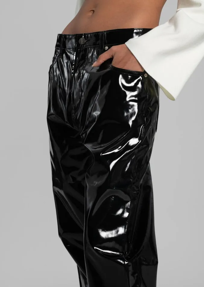 The Frankie Shop Ileen Vinyl Pants 8211 Black Women Clothing