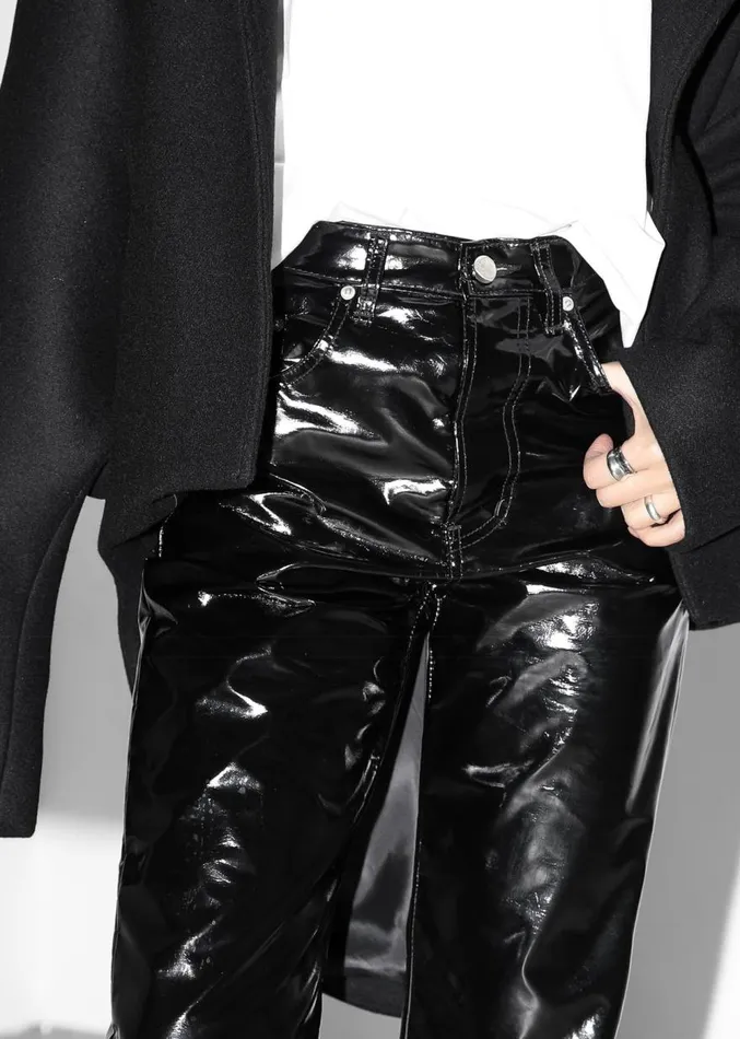 The Frankie Shop Ileen Vinyl Pants 8211 Black Women Clothing