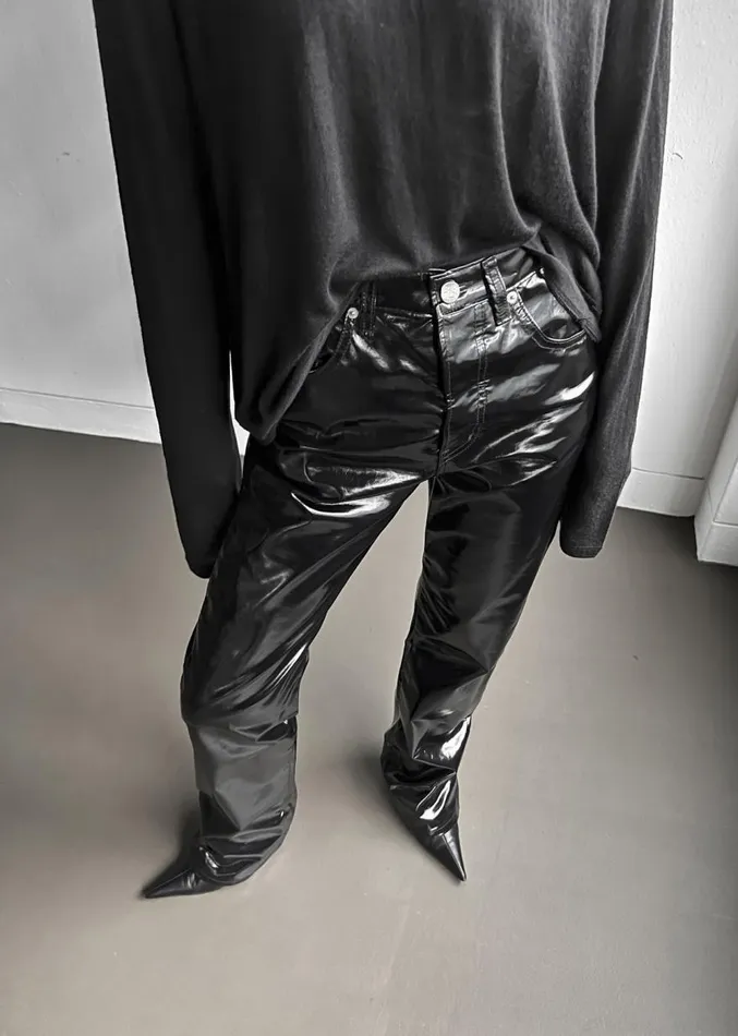 The Frankie Shop Ileen Vinyl Pants 8211 Black Women Clothing