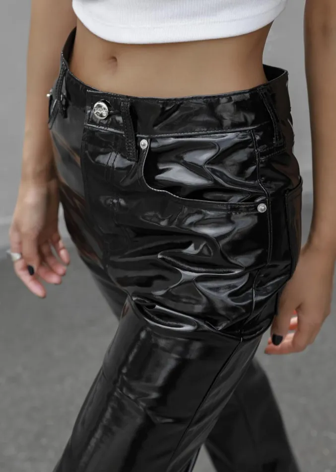 The Frankie Shop Ileen Vinyl Pants 8211 Black Women Clothing