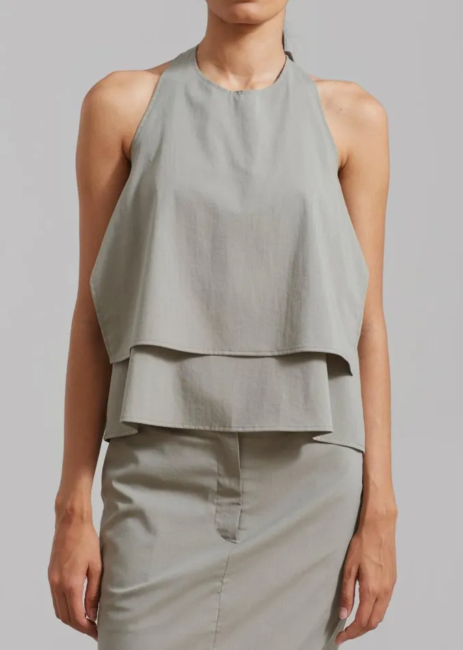 The Frankie Shop Irene Halter Neck Blouse 8211 Slate Green Women Clothing