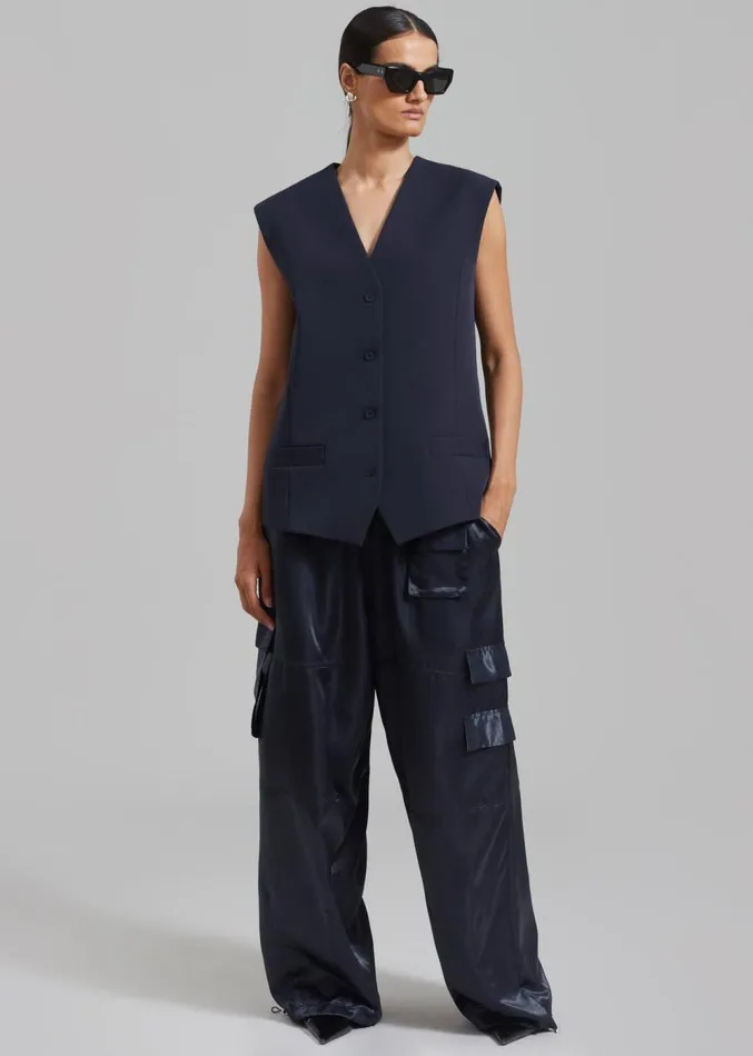 The Frankie Shop Isla Oversized Vest 8211 Navy Women Outerwear