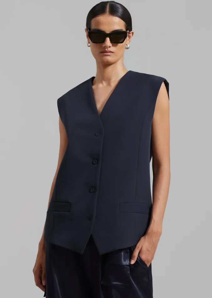 The Frankie Shop Isla Oversized Vest 8211 Navy Women Outerwear
