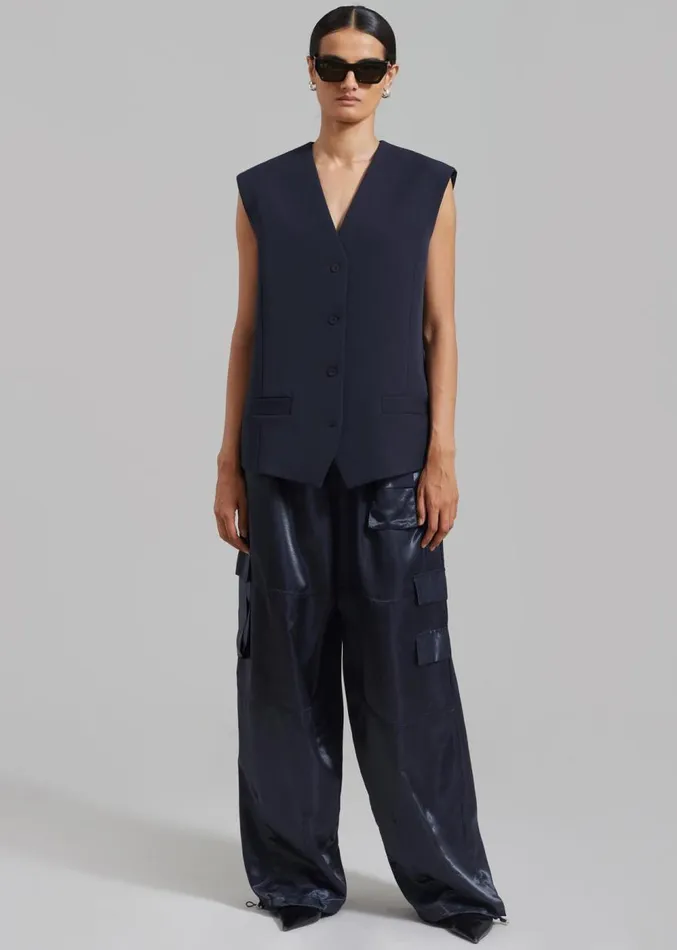 The Frankie Shop Isla Oversized Vest 8211 Navy Women Outerwear