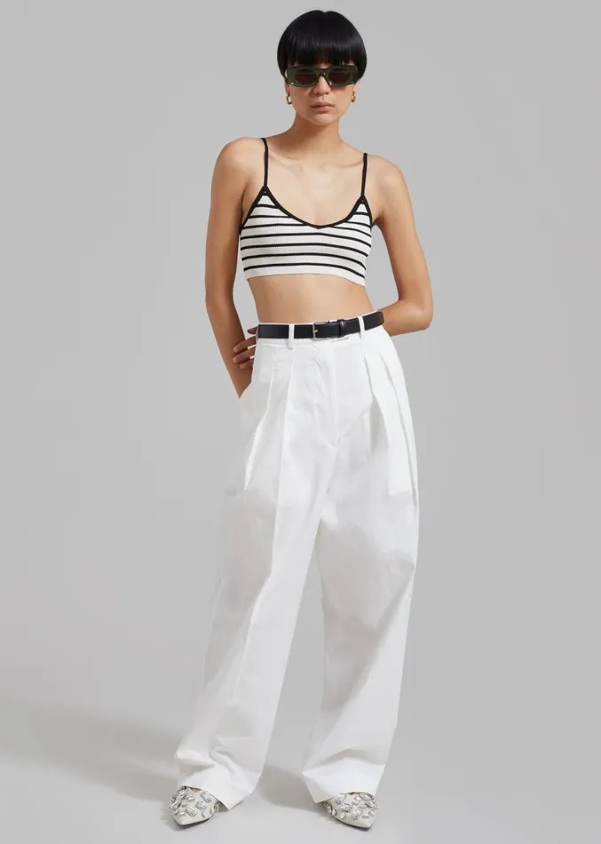 The Frankie Shop Jade Knit Bralette 8211 Black Stripe Women Clothing