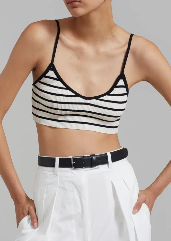 The Frankie Shop Jade Knit Bralette 8211 Black Stripe Women Clothing