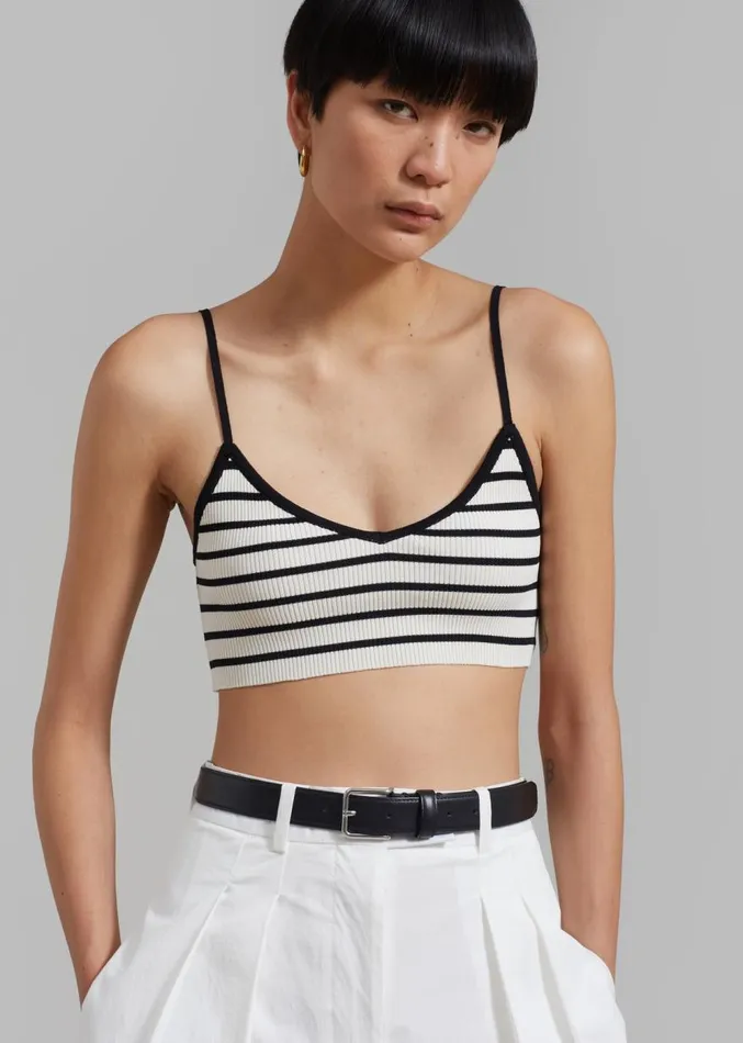 The Frankie Shop Jade Knit Bralette 8211 Black Stripe Women Clothing