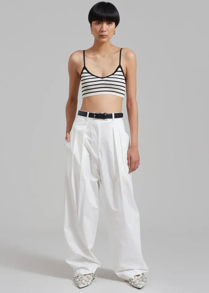 The Frankie Shop Jade Knit Bralette 8211 Black Stripe Women Clothing