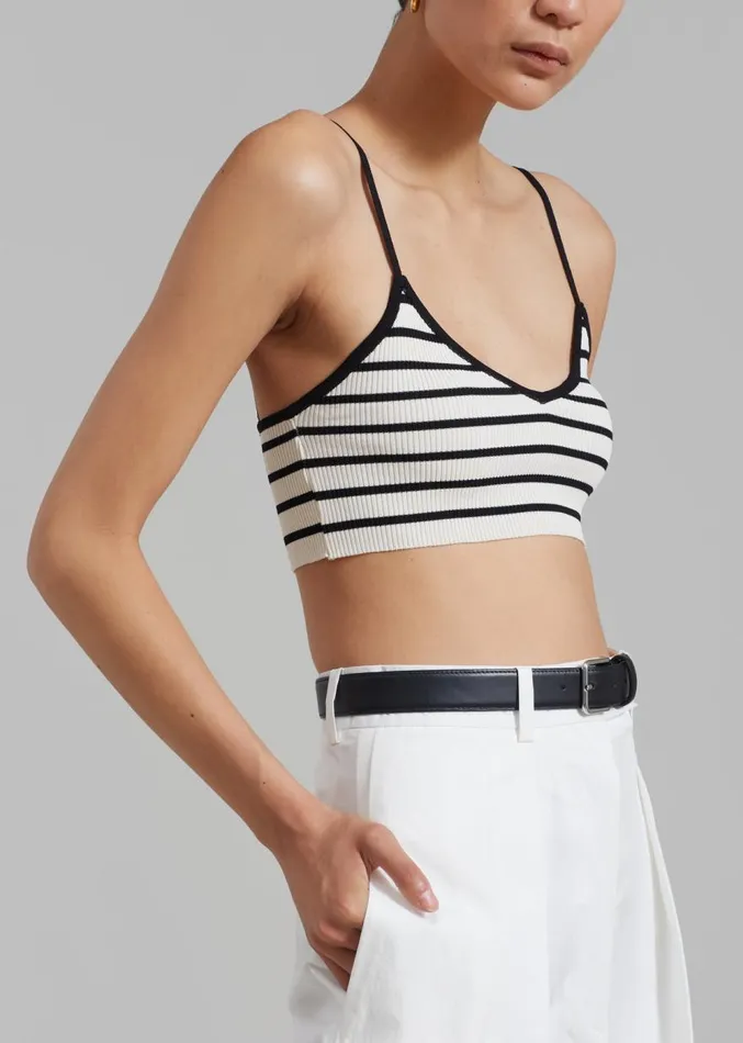 The Frankie Shop Jade Knit Bralette 8211 Black Stripe Women Clothing