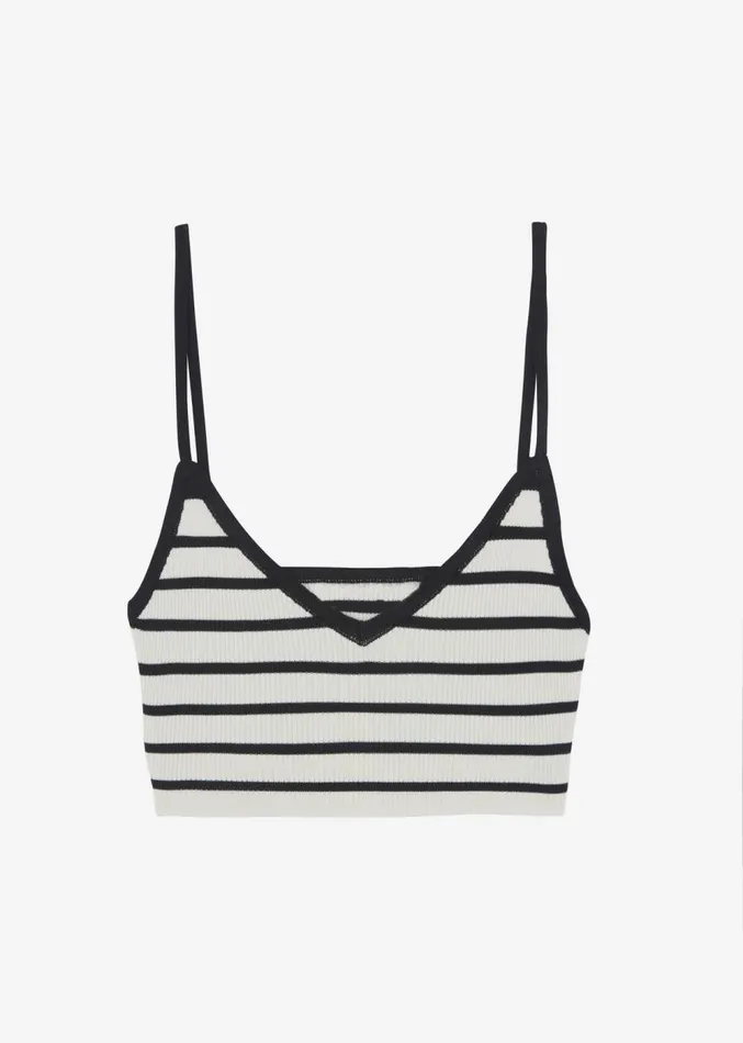 The Frankie Shop Jade Knit Bralette 8211 Black Stripe Women Clothing