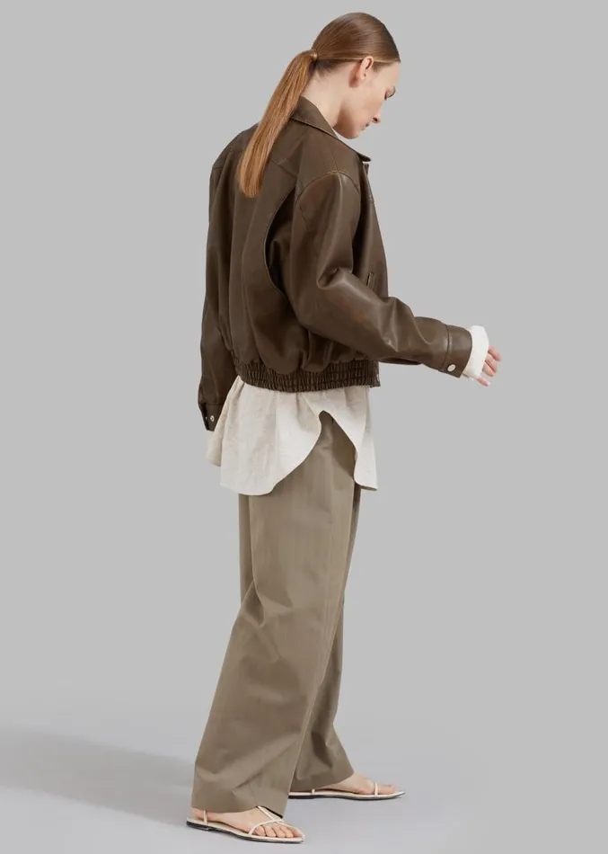 The Frankie Shop Jaden Faux Leather Bomber 8211 Brown Women Outerwear