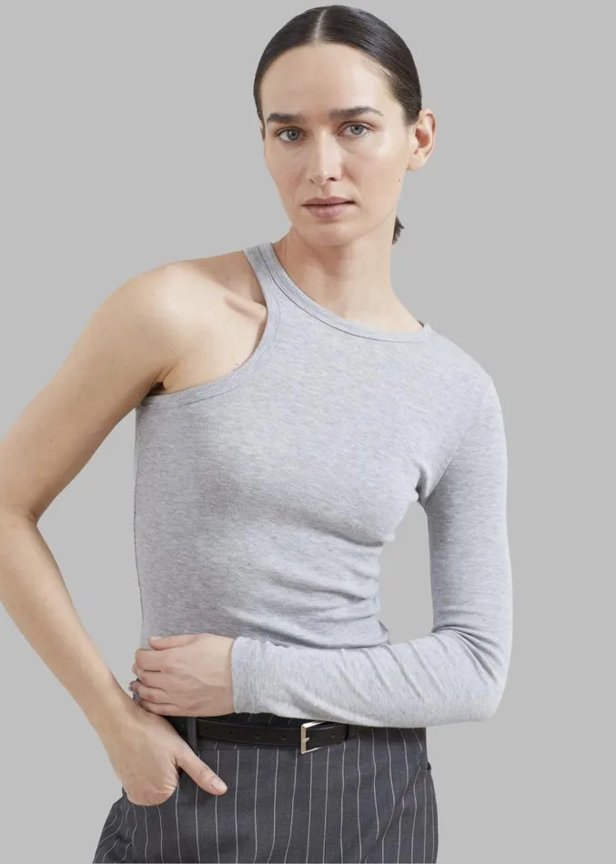The Frankie Shop Jamie Asymmetric TShirt 8211 Grey Women Clothing