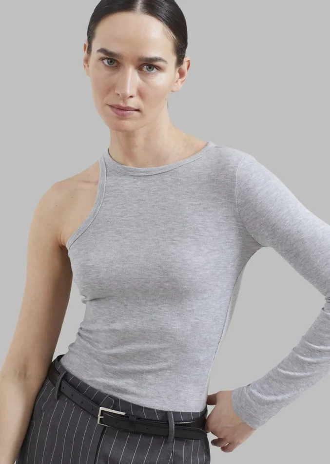 The Frankie Shop Jamie Asymmetric TShirt 8211 Grey Women Clothing