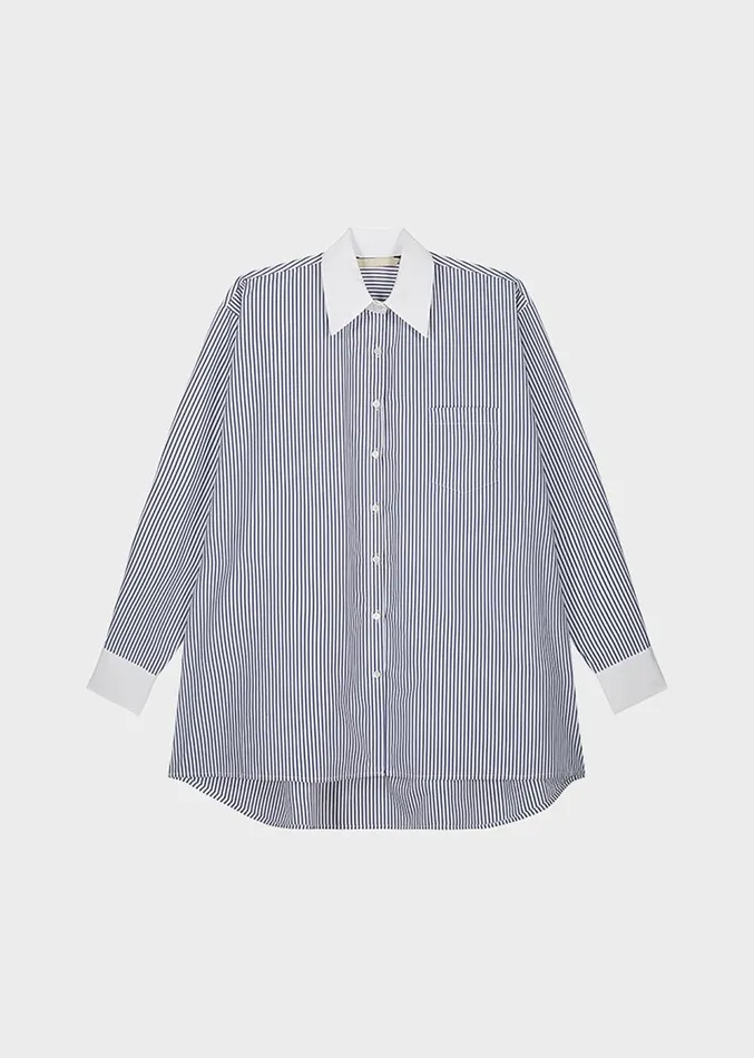 The Frankie Shop Jany TieNeck Shirt 8211 Blue Stripe Women Clothing