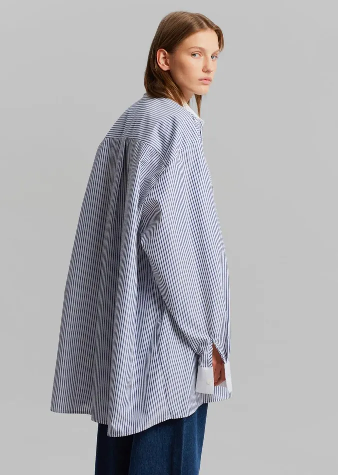 The Frankie Shop Jany TieNeck Shirt 8211 Blue Stripe Women Clothing