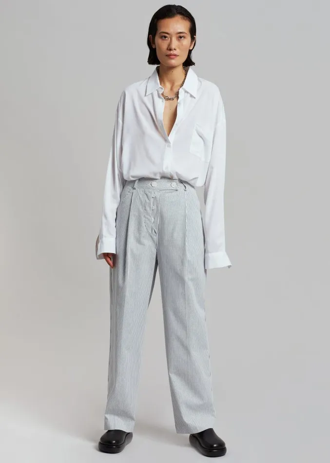 The Frankie Shop Jess Wide Pants 8211 White Stripe Women Clothing