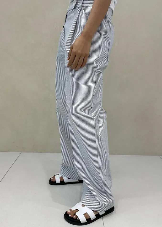 The Frankie Shop Jess Wide Pants 8211 White Stripe Women Clothing
