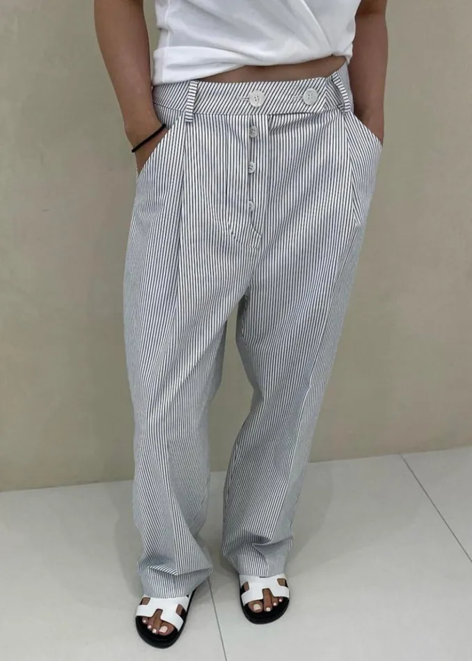 The Frankie Shop Jess Wide Pants 8211 White Stripe Women Clothing