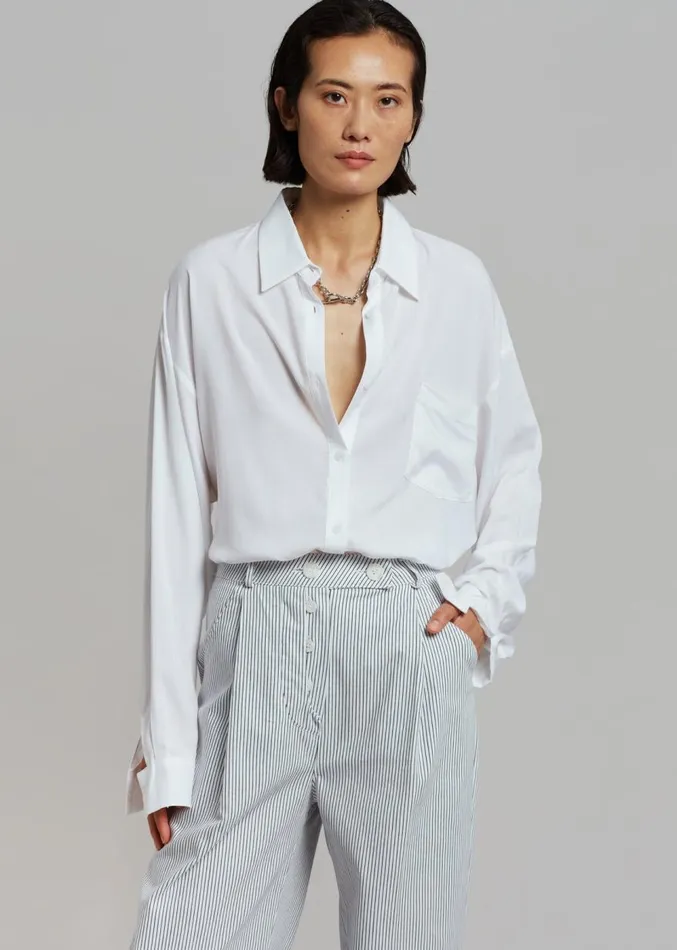 The Frankie Shop Jess Wide Pants 8211 White Stripe Women Clothing