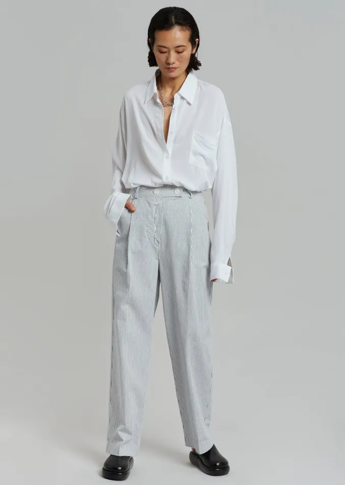 The Frankie Shop Jess Wide Pants 8211 White Stripe Women Clothing