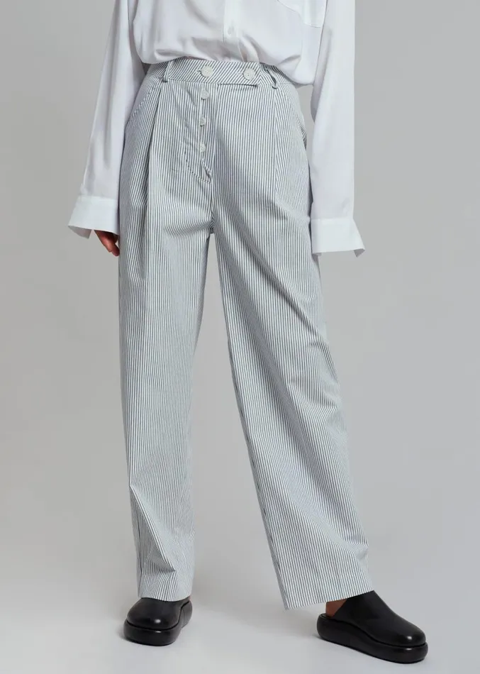The Frankie Shop Jess Wide Pants 8211 White Stripe Women Clothing