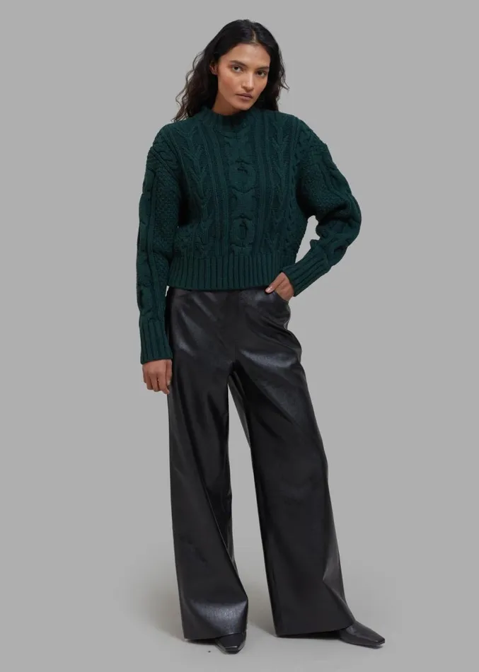 The Frankie Shop Johel Braided Sweater 8211 Bottle Green Women Knitwear