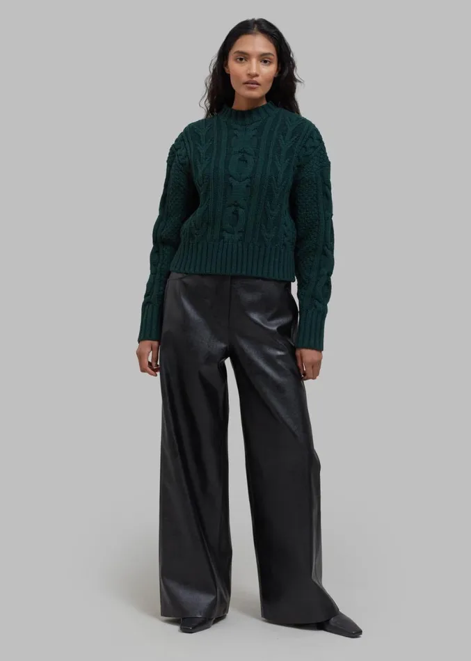 The Frankie Shop Johel Braided Sweater 8211 Bottle Green Women Knitwear