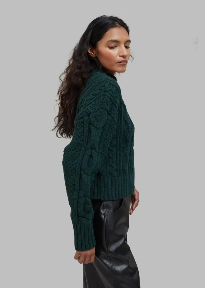 The Frankie Shop Johel Braided Sweater 8211 Bottle Green Women Knitwear