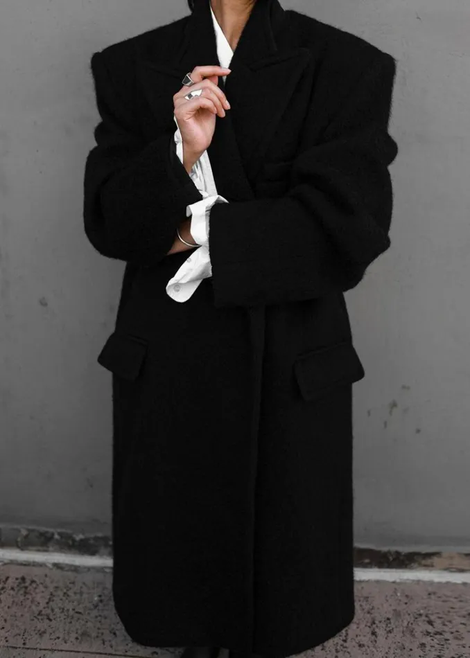 The Frankie Shop John Oversized Coat 8211 Black WomenMen Outerwear
