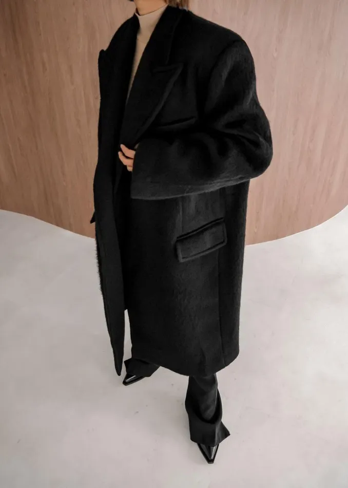 The Frankie Shop John Oversized Coat 8211 Black WomenMen Outerwear