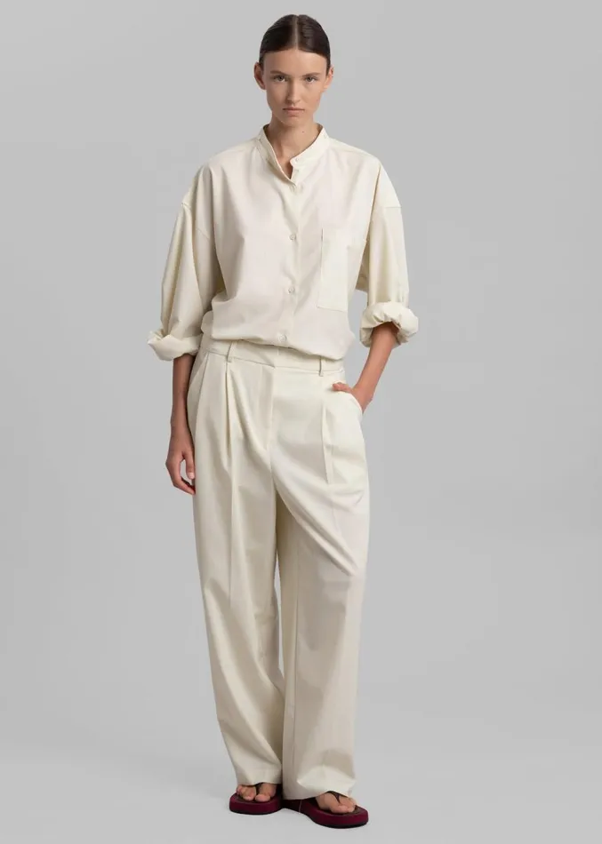 The Frankie Shop Jour Pleated Pants 8211 Cream Women Clothing