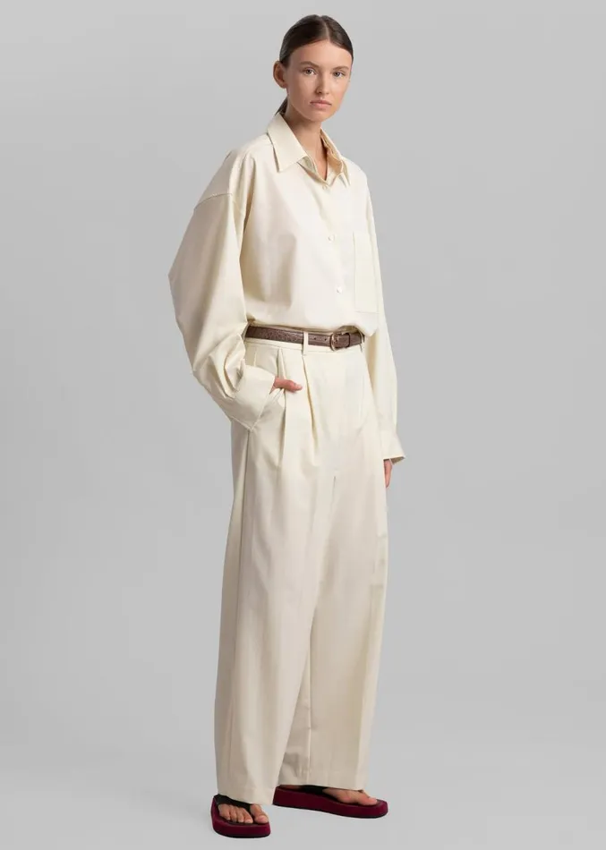 The Frankie Shop Jour Pleated Pants 8211 Cream Women Clothing