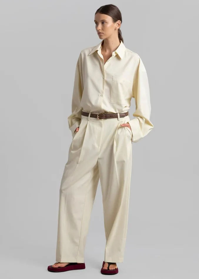 The Frankie Shop Jour Pleated Pants 8211 Cream Women Clothing