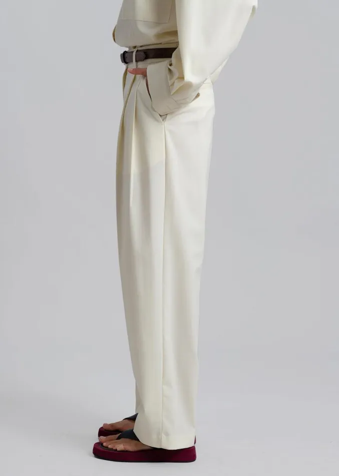 The Frankie Shop Jour Pleated Pants 8211 Cream Women Clothing