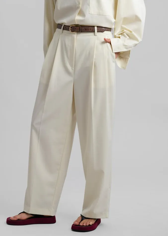 The Frankie Shop Jour Pleated Pants 8211 Cream Women Clothing