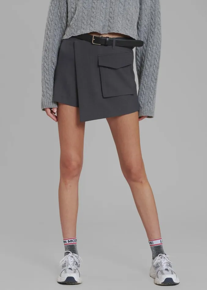 The Frankie Shop Judy Pocket Skort 8211 Grey Melange Women Bottoms