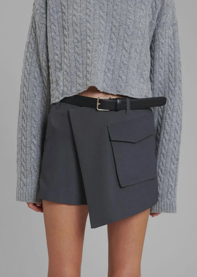 The Frankie Shop Judy Pocket Skort 8211 Grey Melange Women Bottoms