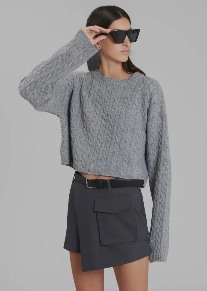 The Frankie Shop Judy Pocket Skort 8211 Grey Melange Women Bottoms