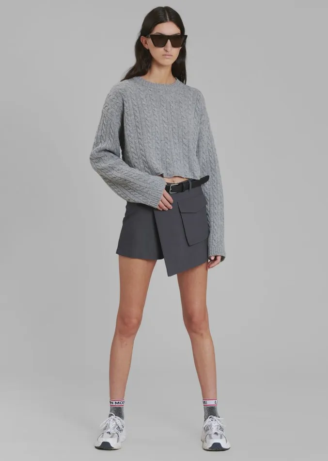 The Frankie Shop Judy Pocket Skort 8211 Grey Melange Women Bottoms