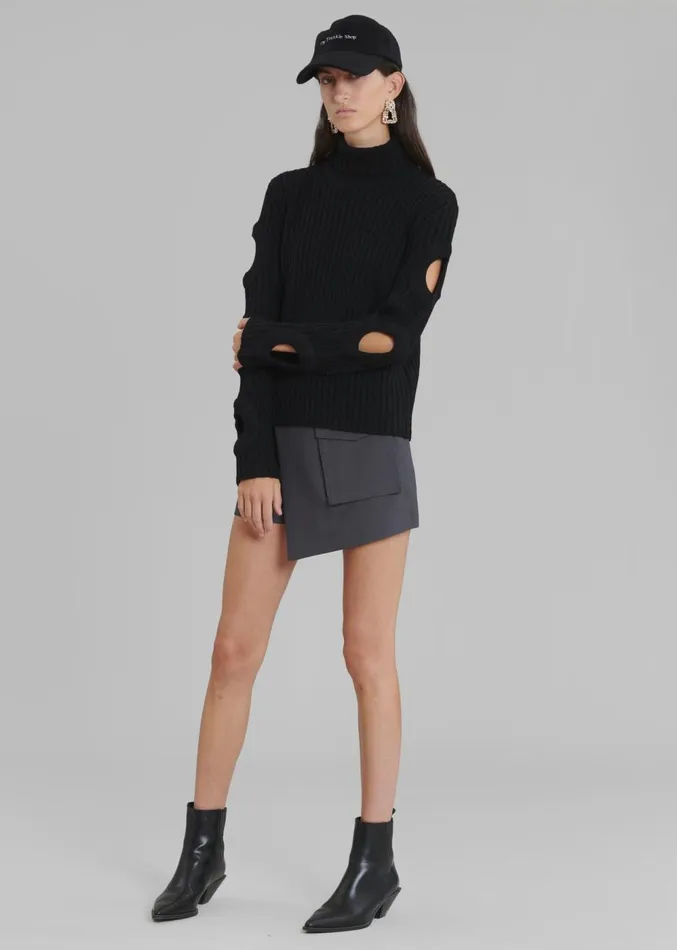 The Frankie Shop Judy Pocket Skort 8211 Grey Melange Women Bottoms