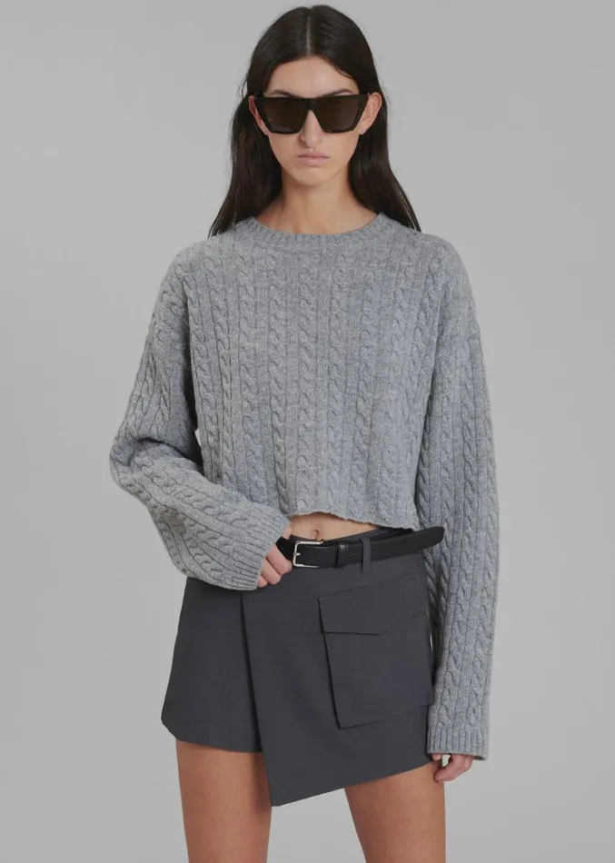 The Frankie Shop Judy Pocket Skort 8211 Grey Melange Women Bottoms